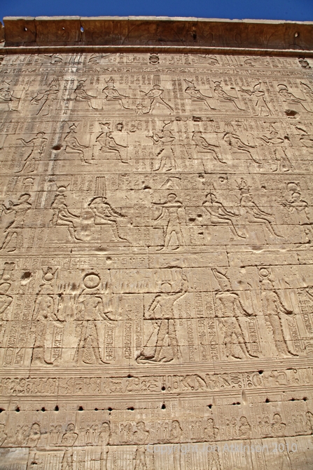 Reliefs on the side of Temple of Hathor, Dendera